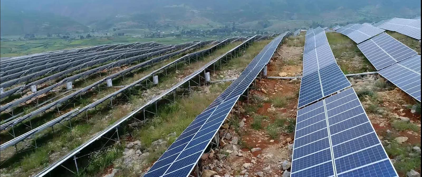 Ground-mounted solar arrays across the Celleno project site in Italy